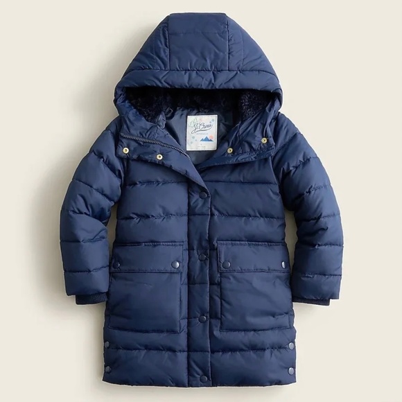 J. Crew Girls Chateau Puffer Jacket with Eco-Friendly Primaloft Navy Size M - Picture 1 of 4